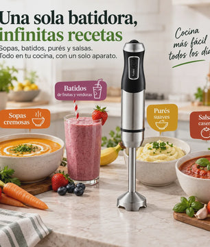 Krachtige 1500W Staafmixer met Turbo, RVS Bladen & Afneembare Arm - Ideaal voor Smoothies, Soepen en Sauzen