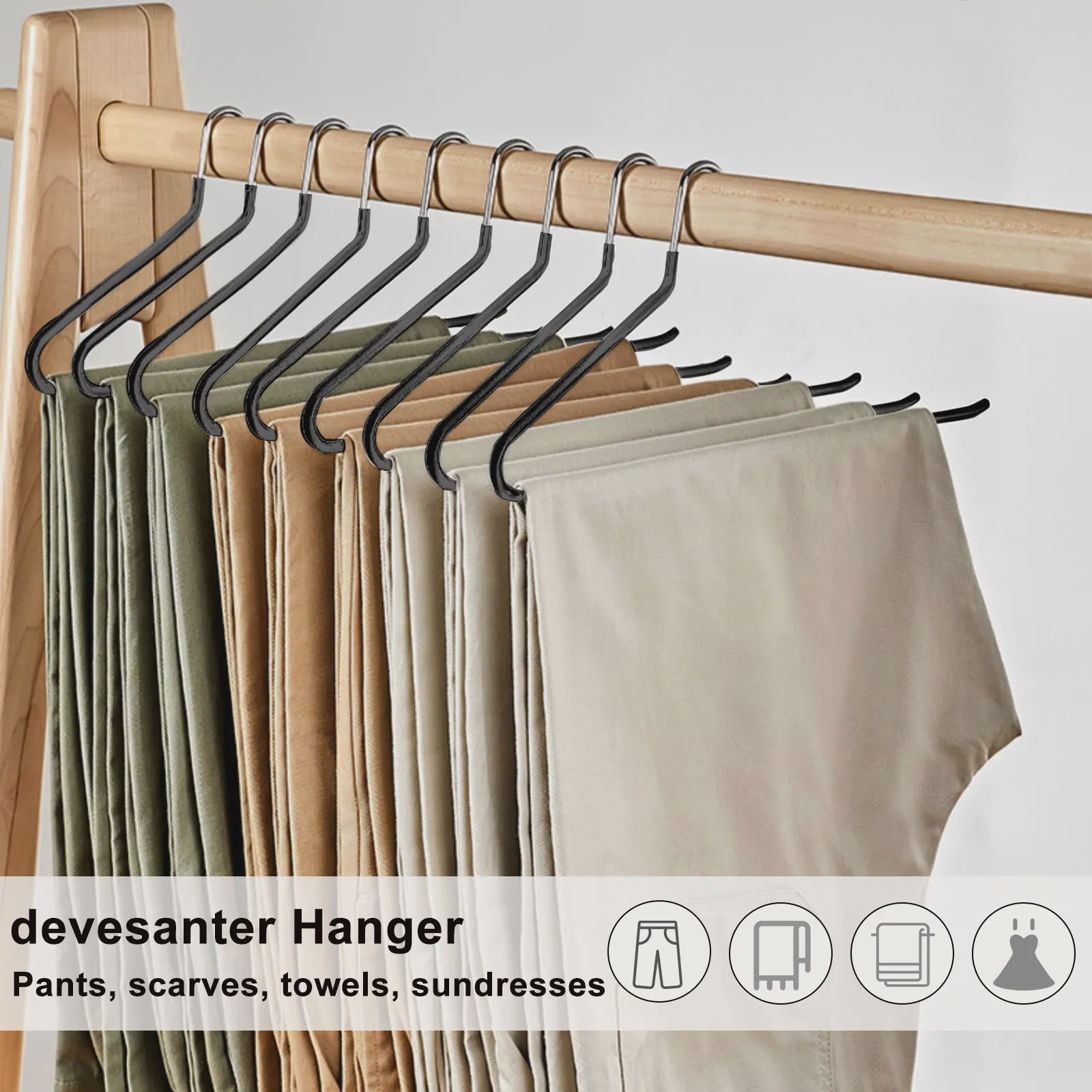 30-Pack Metalen Kledinghangers - Ruimtebesparend met Open Design voor Broeken, Jeans, Handdoeken & Sjaals