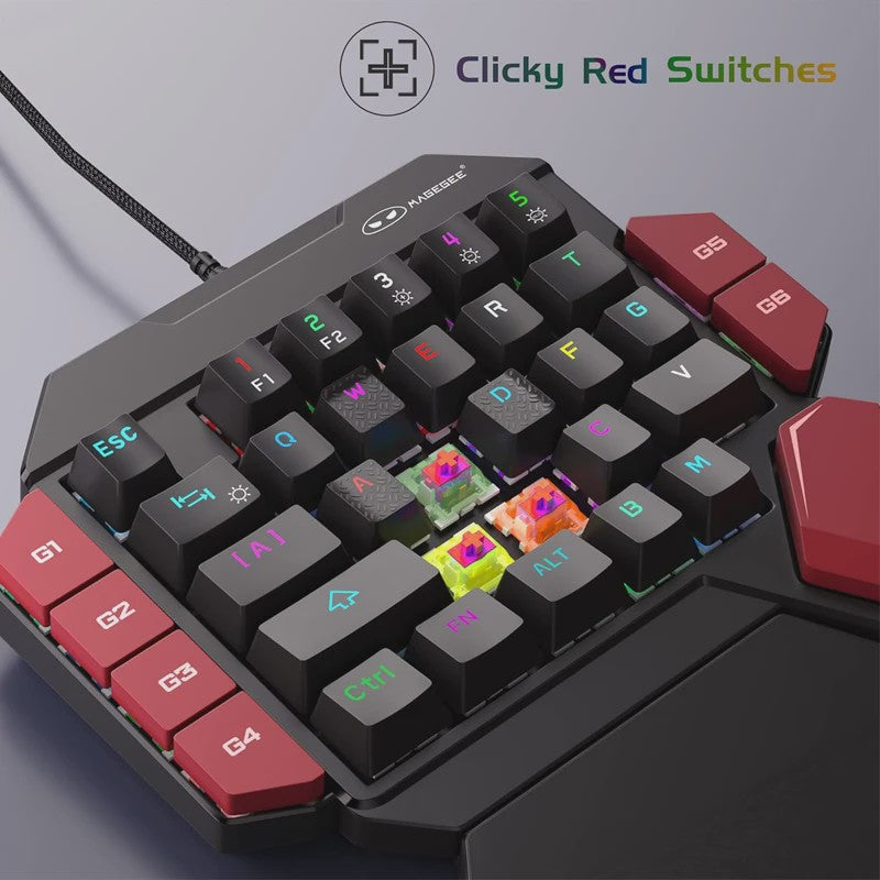 MageGee Mini Mechanisch Gaming Toetsenbord - 35 Toetsen, Eén Hand, Backlit, Hot-Swappable