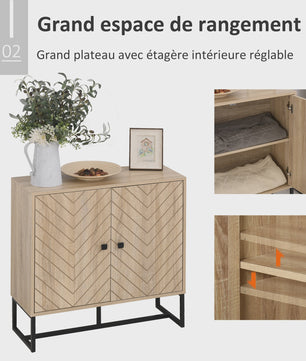 HOMCOM Buffetkast met 2 Deuren en Metalen Poten - Zwart, 80x29.5x80 cm