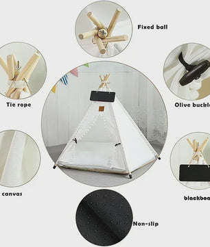 Stijlvolle Huisdierten Teepee Tent - Comfortabel & Wasbaar Bed voor Katten en Kleine/Middelgrote Honden