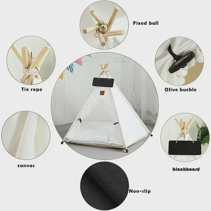 Stijlvolle Huisdierten Teepee Tent - Comfortabel & Wasbaar Bed voor Katten en Kleine/Middelgrote Honden