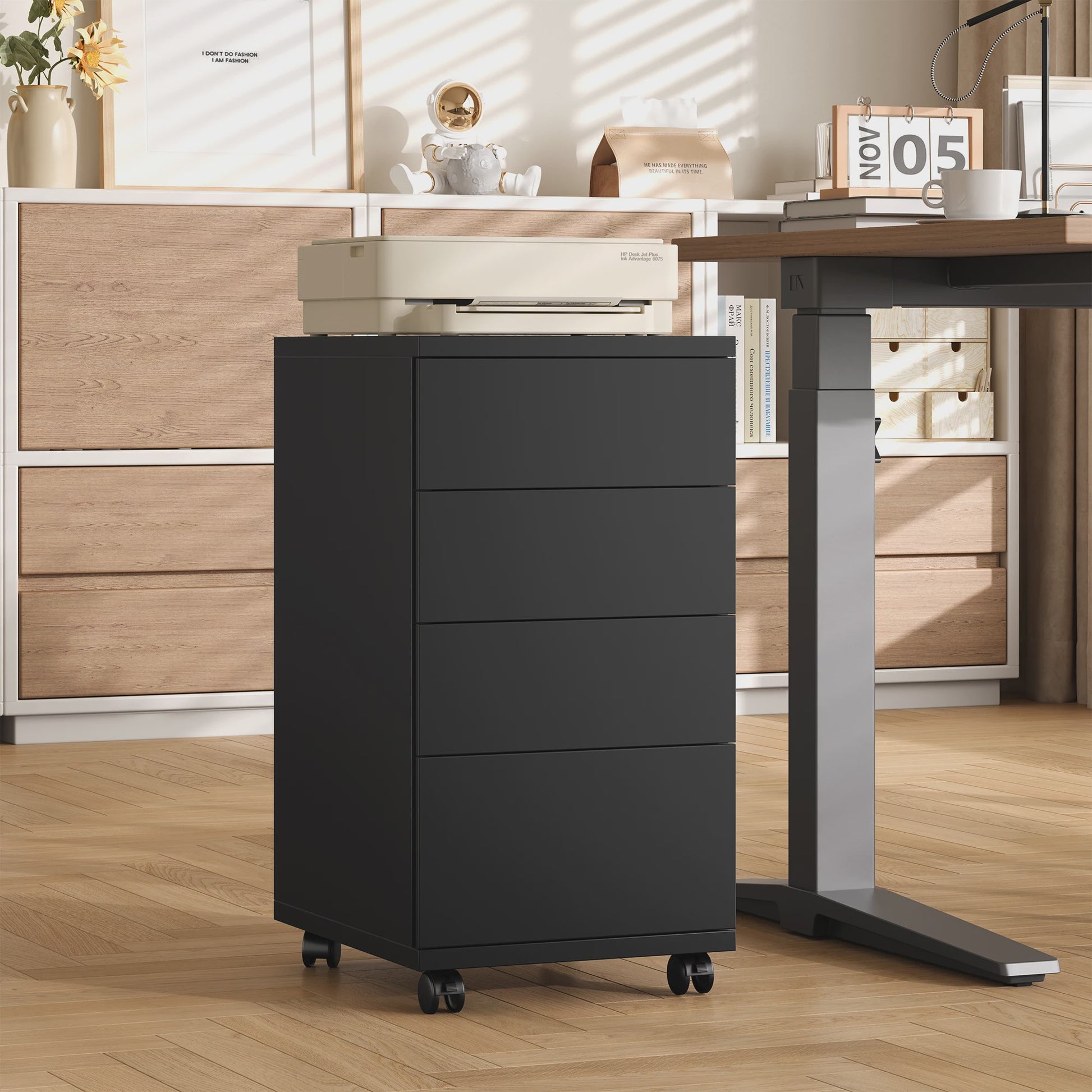 Mobiel Archiefkastje met 4 Lades - Wit - Onder Bureau