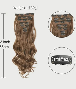 Clip-in Haarverlenging 7 Delig - 55cm Lang Krullend Synthetisch Haar