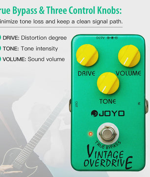 JOYO JF-01 Vintage Overdrive Gitaarpedaal - Breed Gainbereik voor Blues & Rock
