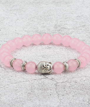 Buddha Hoofd Kralen Armbanden - Natuursteen (Tijgeroog, Vulkanisch, Malachiet, Rozenkwarts)