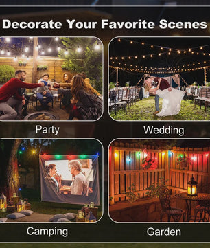 Waterproof Solar Kerstverlichting Slinger met RGB Kleuren en Shatterproof E27 S14 Lampjes - Ideaal voor Buitenfeesten