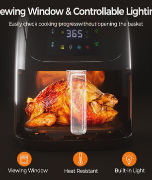 7L Airfryer met Zichtvenster - 1500W, Digitaal Touchscreen, Vaatwasserbestendig