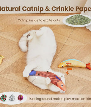 Interactief Vis Speeltje voor Katten met Kattenkruid en Ritselgeluid - Zacht & Duurzaam