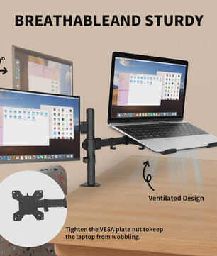 360° Draaibare Laptop & Monitor Standaard met Kabelmanagement