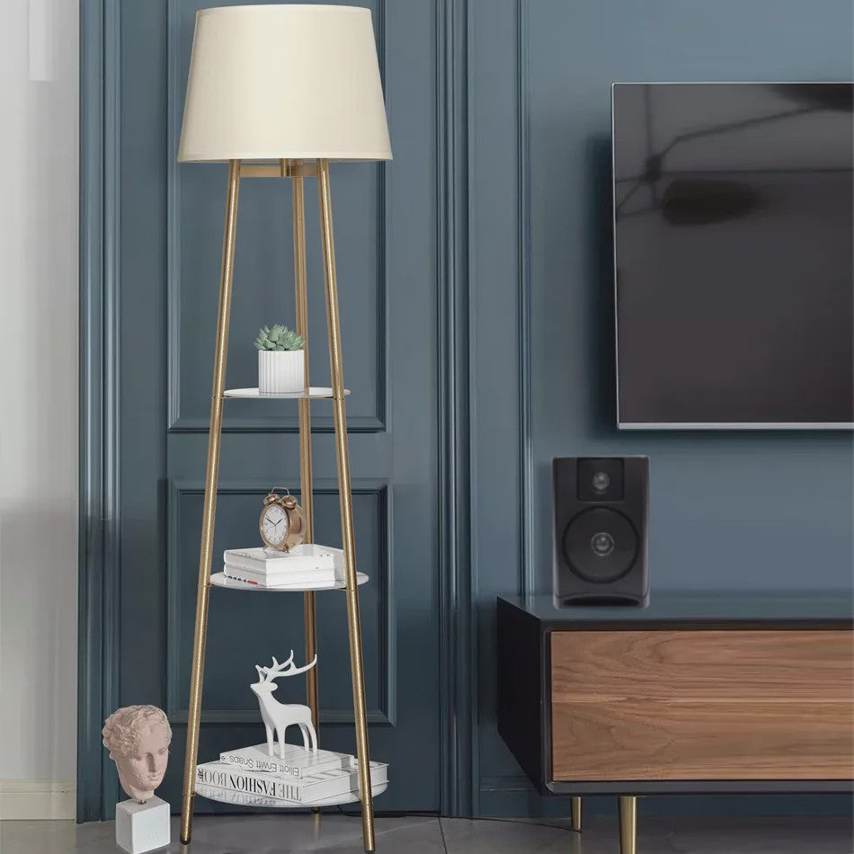 Moderne Tripod Vloerlamp met 3 Planken en LED Verlichting - Dimbaar