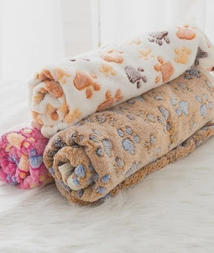 Zachte Pluche Deken voor Huisdieren - Warm & Comfortabel met Schattige Cartoon Pootjesprint