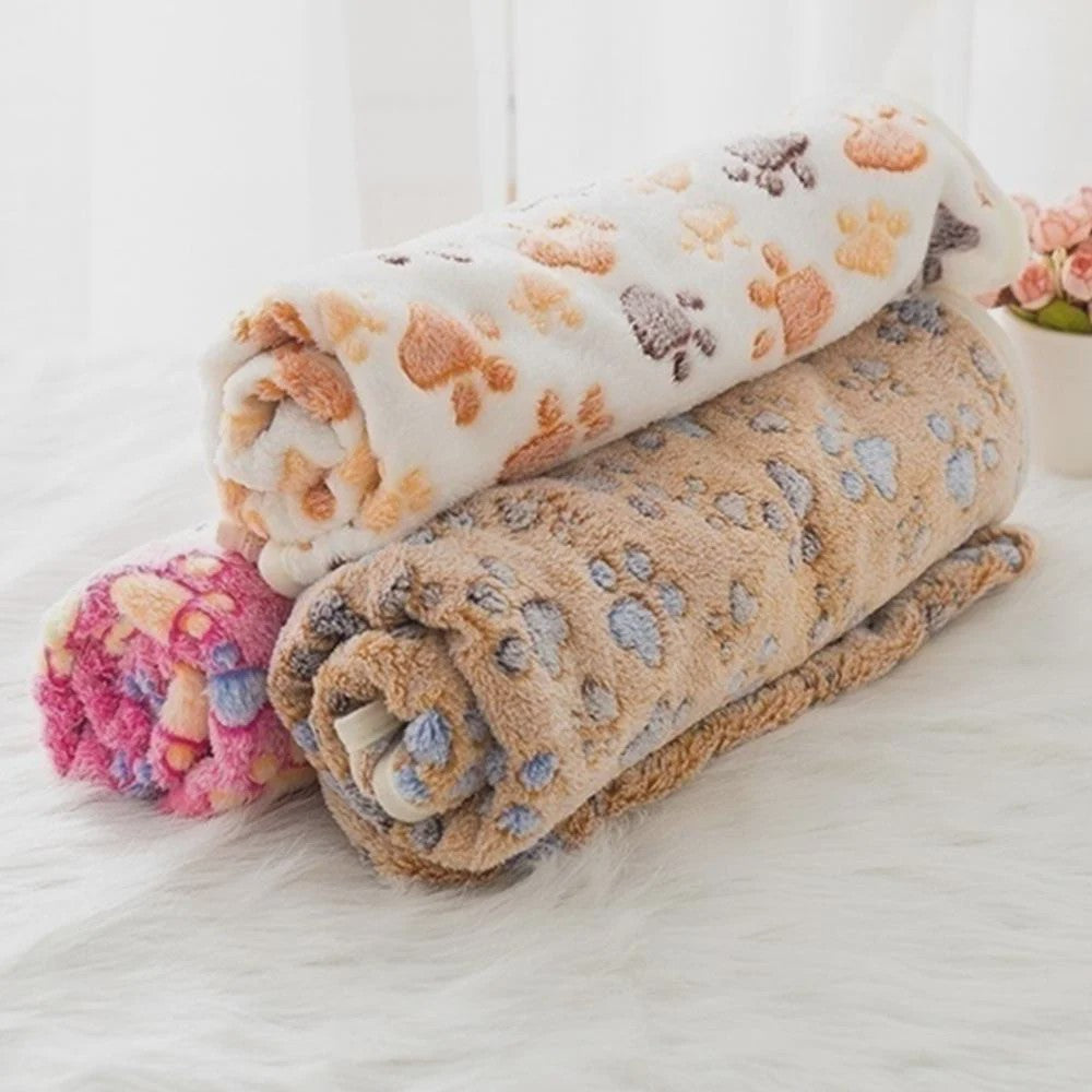 Zachte Pluche Deken voor Huisdieren - Warm & Comfortabel met Schattige Cartoon Pootjesprint