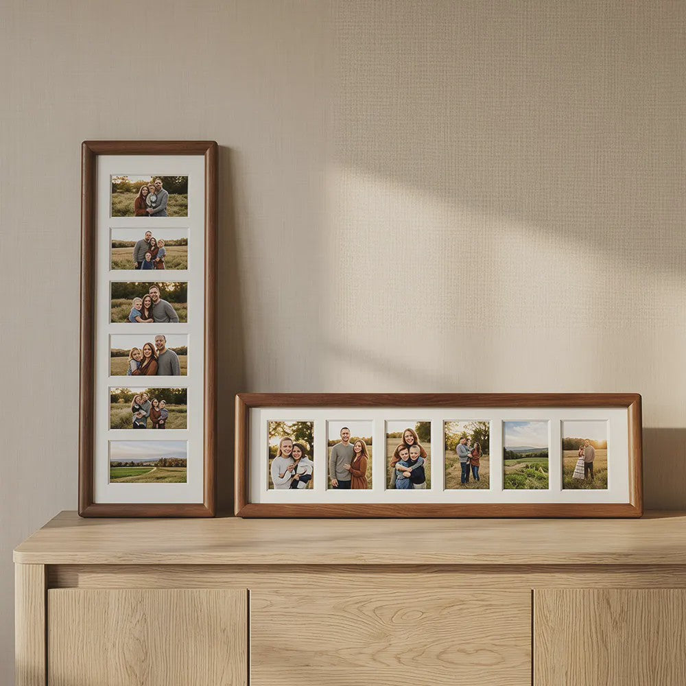 Houten Fotolijst met Filmstrip Design - 6 Vakken voor Instax Foto's