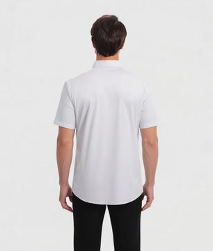 Heren Zomer Overhemd Korte Mouw Stretch Slim Fit - Zwart, Maat 5XL