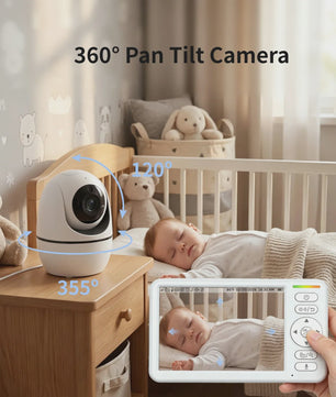 5 Inch Draadloze Babyfoon met PTZ Camera, Temperatuur, Nachtvisie & Tweeweg Audio