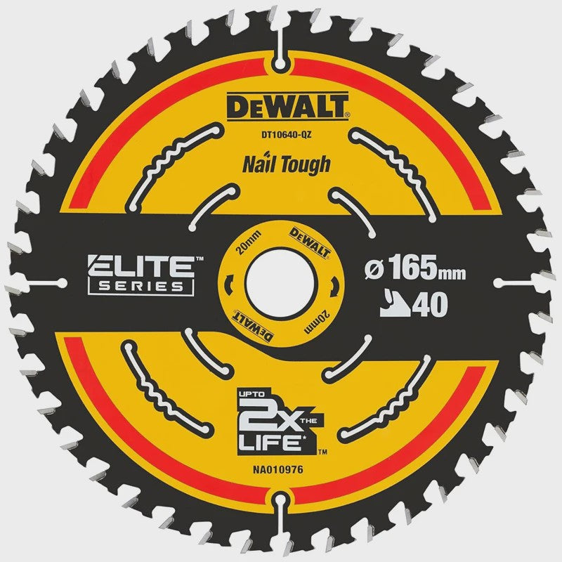 DEWALT DT10640 Cirkelzaagblad 165mm, 40T - Duurzaam & Precisie voor Hout