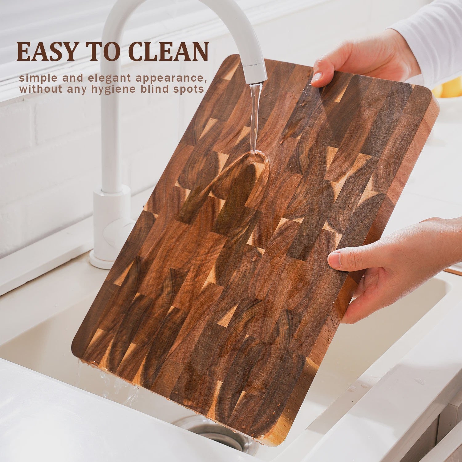 Acacia Hout Snijplank - End Grain - 15 inch met Handgrepen