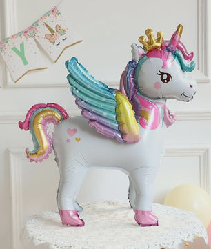 Reuze 3D Staande Eenhoorn Folieballon - Magische Regenboog & Wolk Decoratie voor Kinderfeestjes en Babyshowers