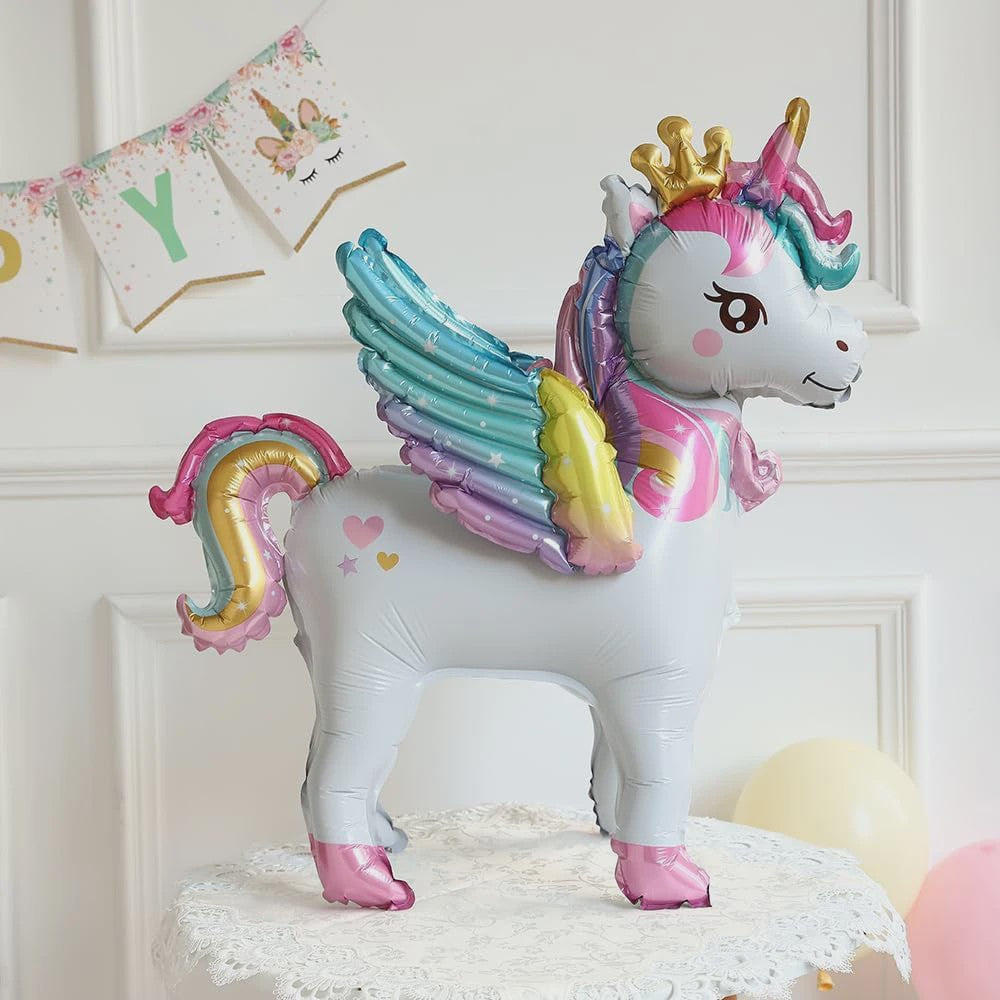 Reuze 3D Staande Eenhoorn Folieballon - Magische Regenboog & Wolk Decoratie voor Kinderfeestjes en Babyshowers