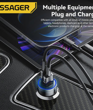 Essager 54W Snellader Auto | PD 3.0 & QC 3.0 | USB-C & USB-A | Snel Opladen Telefoon