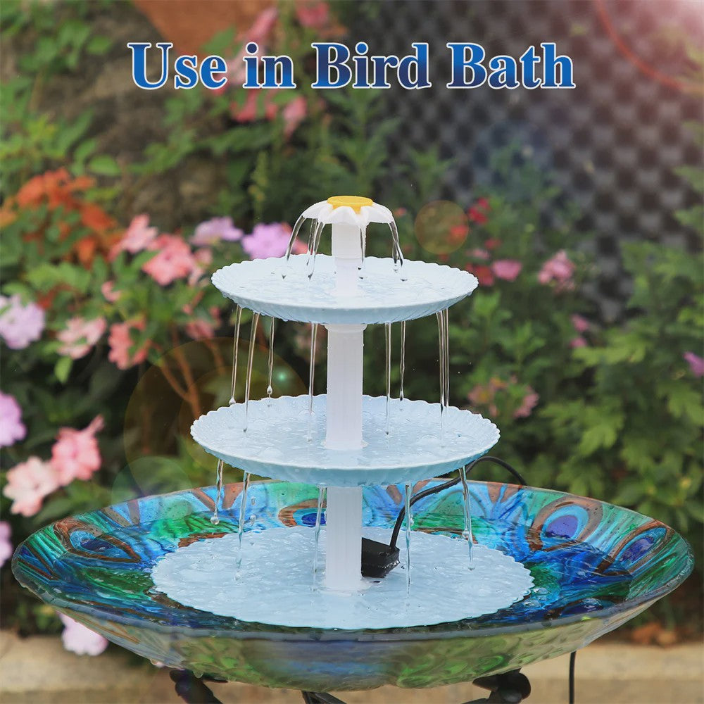 3-Tier Zonne-Fontein Vogelbad & Voederstation - Decoratieve Tuindecoratie