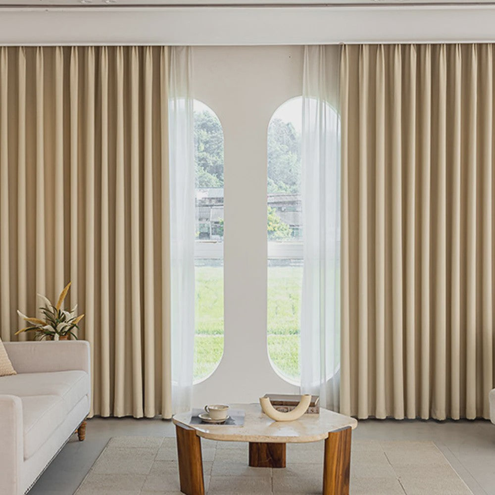 Moderne Dikke Chenille Blackout Gordijn met Golfpatroon - Geluidsisolerend & Zonwerend