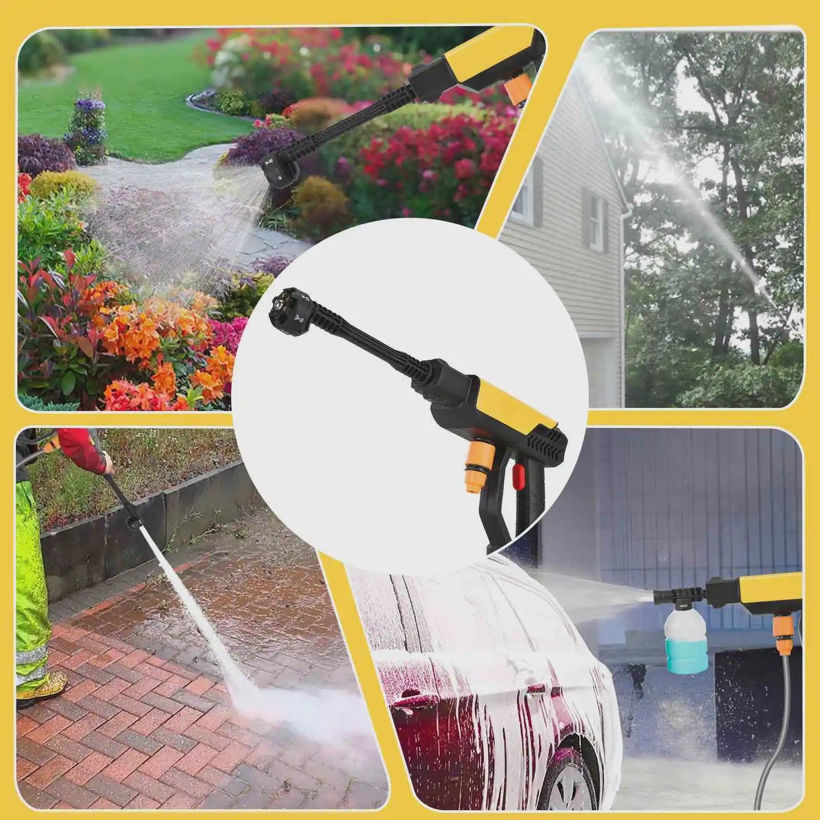 Draadloze Hogedrukreiniger 500W (70Bar) - Krachtige Waterstraal voor Auto & Tuin (18V Accu)