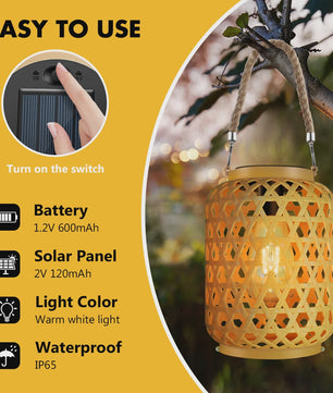 Sfeervolle Rattan Solar Lantaarn voor Buiten - Waterdicht & Decoratief