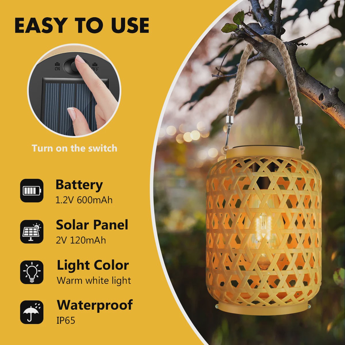 Sfeervolle Rattan Solar Lantaarn voor Buiten - Waterdicht & Decoratief
