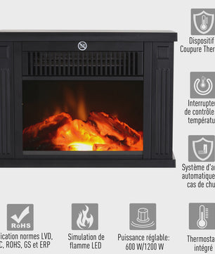 HOMCOM Elektrische Sfeerhaard met Vlammeneffect - Zwart, 600W