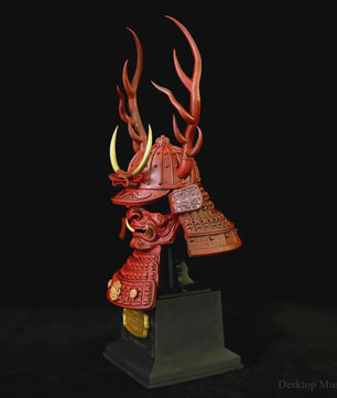 Japanse Samurai Helm Ornament met Draak & Hertengewei - Decoratief Huisdecoratie