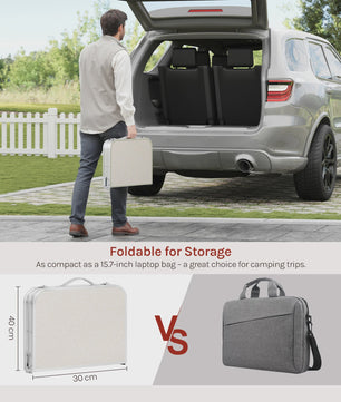 Verstelbare en Opvouwbare Campingtafel van Aluminium met Opbergnet en Haken - Draagbaar voor Tuin, Picknick & BBQ