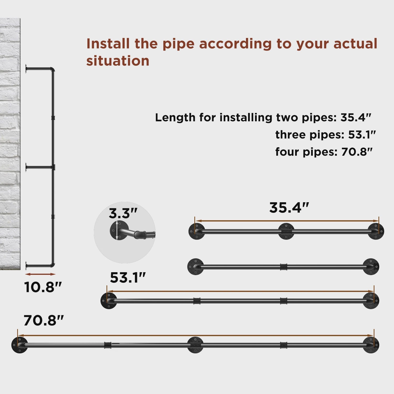 Industrieel Wandkledingrek Pijp Design - 180cm Robuust Ophangsysteem