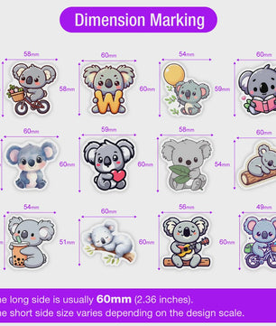 Schattige Cartoon Koala Stickers Set - Decoratief, Waterdicht & DIY voor Kinderen, Scrapbooking, Laptops