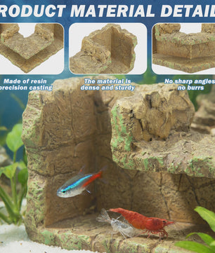 Aquarium Hoek Verbergplaats Tunnel - Decoratie voor Vissen en Garnalen