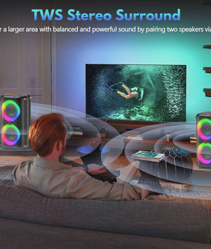 Draagbare Karaoke Machine met Bluetooth 5.3, PA Systeem, LED Verlichting & Echo