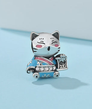 925 Sterling Zilveren Bedel Lucky Cat - Chinees Nieuwjaar & Japanse Stijl Hanger voor Dames Armbanden & Kettingen