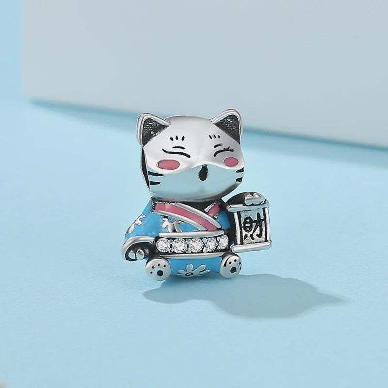 925 Sterling Zilveren Bedel Lucky Cat - Chinees Nieuwjaar & Japanse Stijl Hanger voor Dames Armbanden & Kettingen