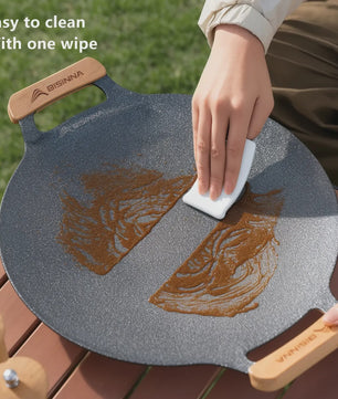 BISINNA 34cm Grill Pan - Anti-aanbak BBQ Pan voor Buiten & Keuken