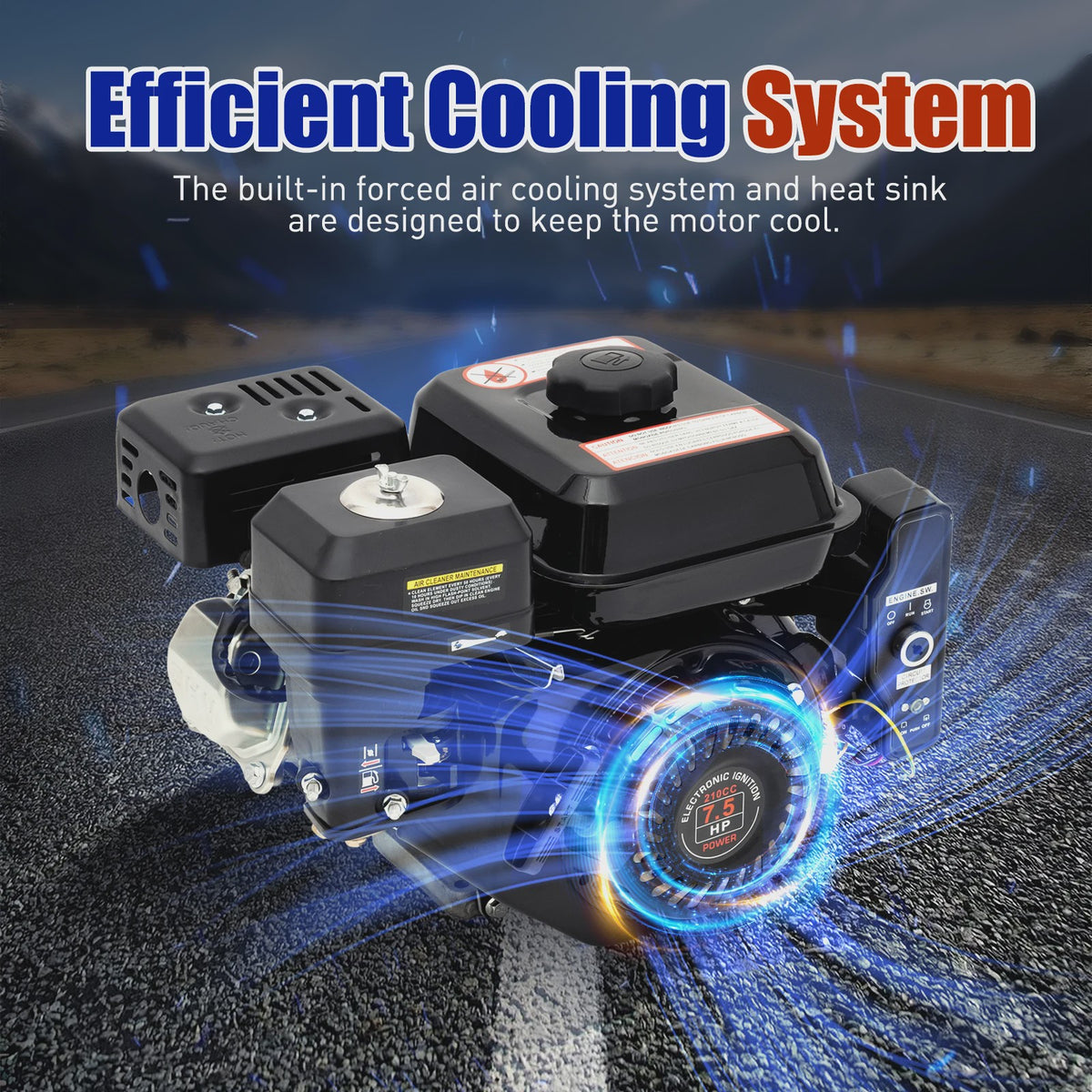 Krachtige 7.5HP 4-Takt Benzinemotor (212cc) met Elektrische Start & 3600 RPM - Industriële Kwaliteit Go-Kart Motor