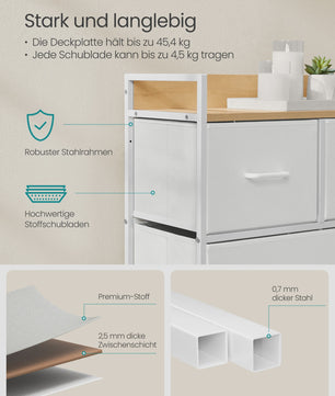 Stijlvolle Ladekast met 5 Stoffen Lades - Opbergkast voor Slaapkamer, Woonkamer of Hal