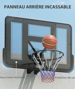 SPORTNOW Wandmontage Basketbalring met Onbreekbaar Bord, Stalen Ring en Scheurvast Net - Zwart