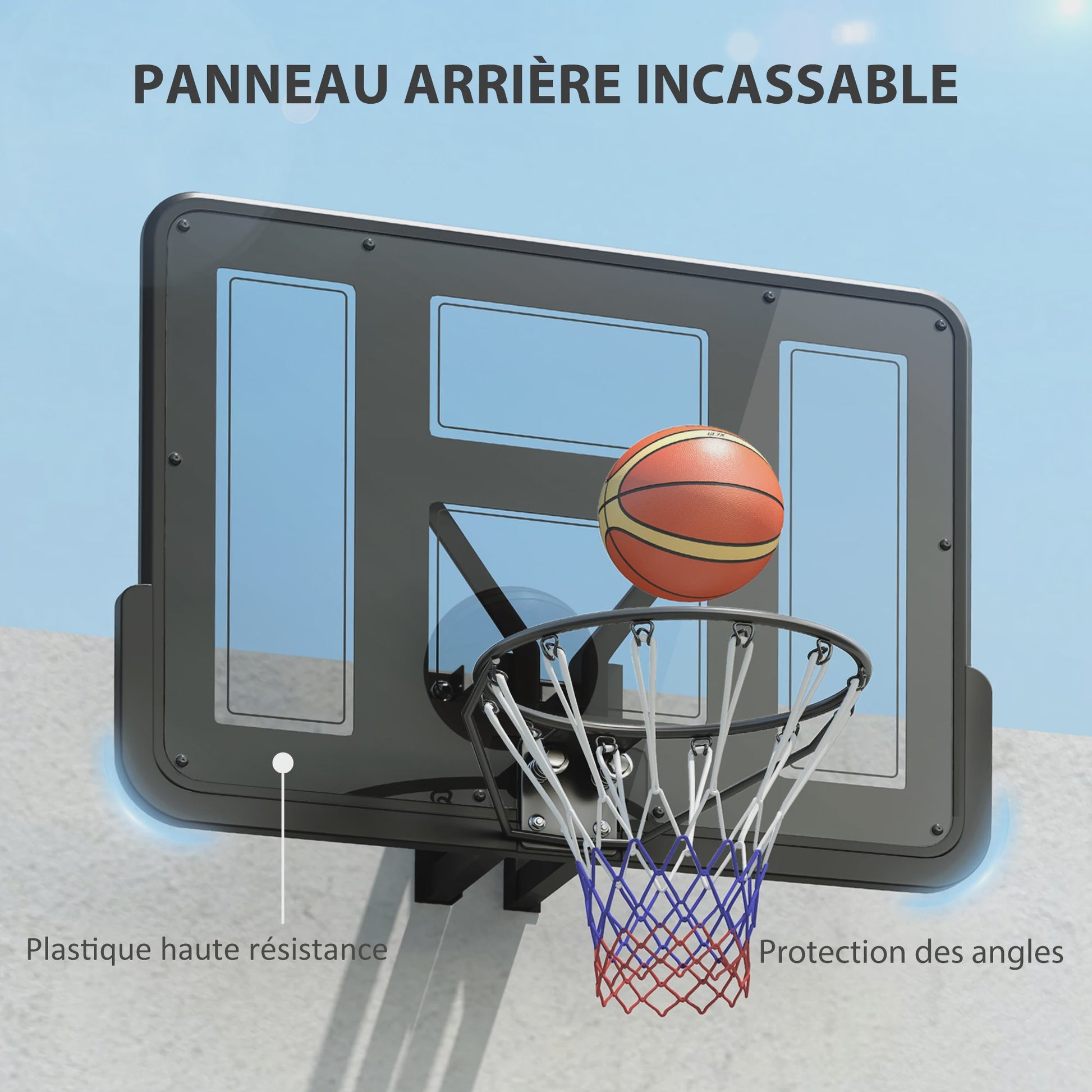 SPORTNOW Wandmontage Basketbalring met Onbreekbaar Bord, Stalen Ring en Scheurvast Net - Zwart