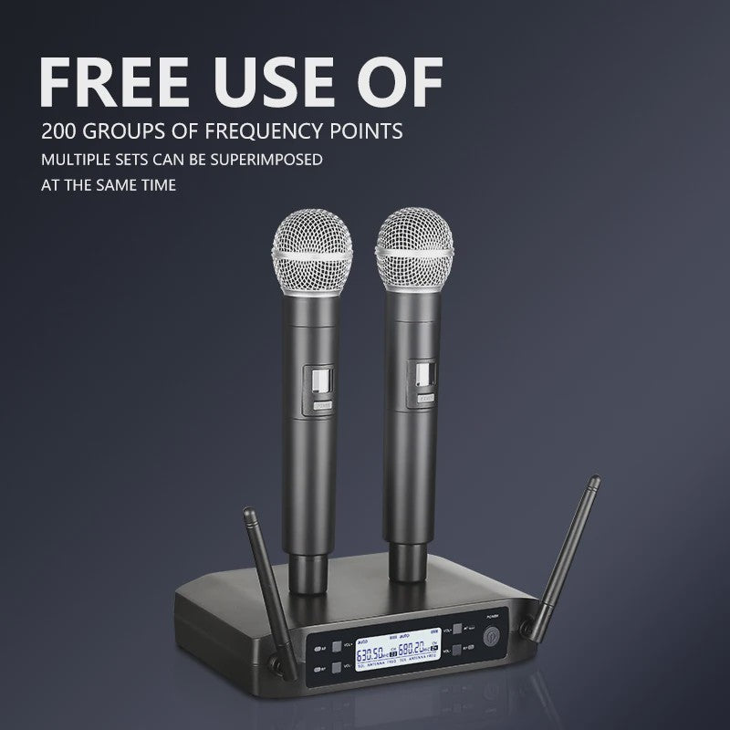 Draadloze Microfoon Set - UHF Dual Channel Handheld Microfoon voor Karaoke, Feest & Presentaties