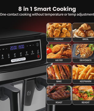 Dubbele Airfryer XXL 9L met 2 Onafhankelijke Lades & LED Touchscreen