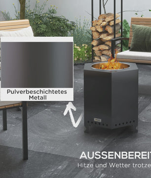 Outsunny Rookloze Terras Vuurschaal met Schep - Compact en Stijlvol voor Buiten