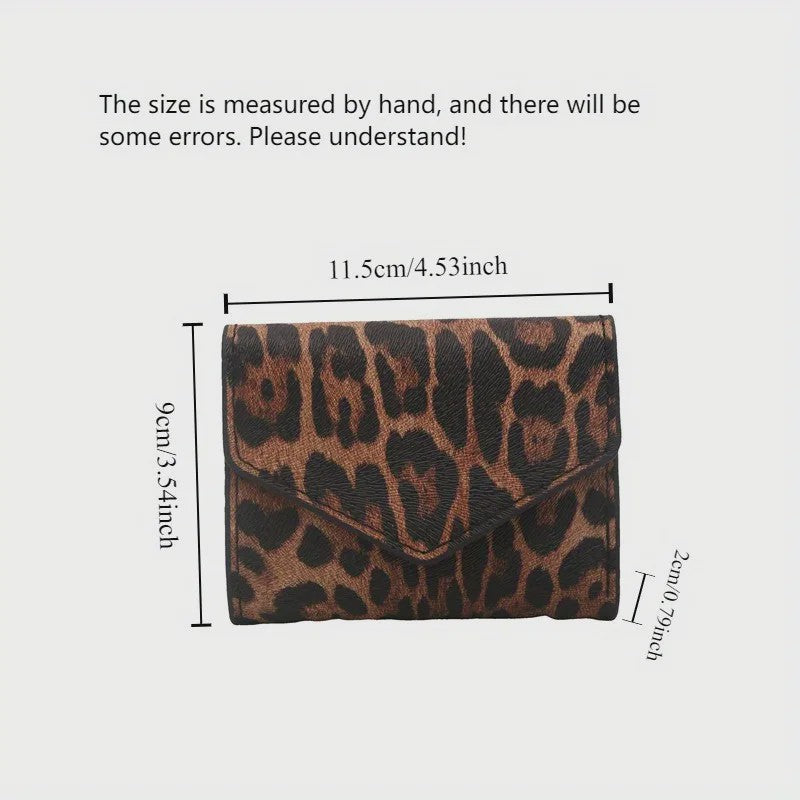Stijlvolle Leopard Print Clutch Tas met Kaarthouder - Dames Portemonnee met Magneetsluiting