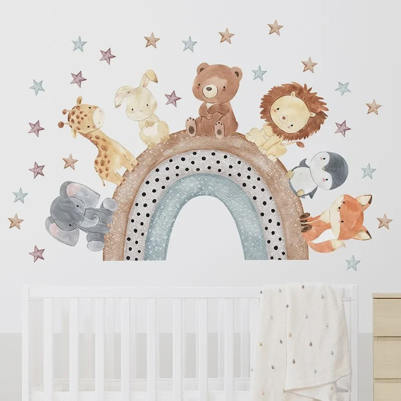 Schattige Bosdieren Muurstickers voor Kinderkamer, Babykamer & Peuterdecoratie - Vinyl Behang