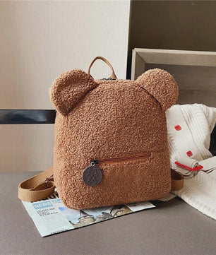 Schattige Kinderrugzak met Berenoren - Zacht Lamswol Fleece